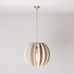 Pendelleuchte mit elliptischem LAMPSHHADE-Schirm aus schallabsorbierendem Material – Melange-Taupe