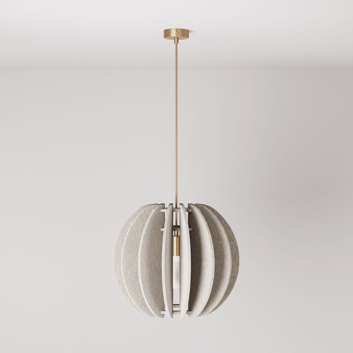 Pendelleuchte mit elliptischem LAMPSHHADE-Schirm aus schallabsorbierendem Material – Melange-Taupe – Ansicht 3