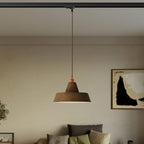 Schienen-Pendelleuchte mit Keramik-Lampenschirm im Industrie-Stil – Corten-Effekt – Ansicht 2