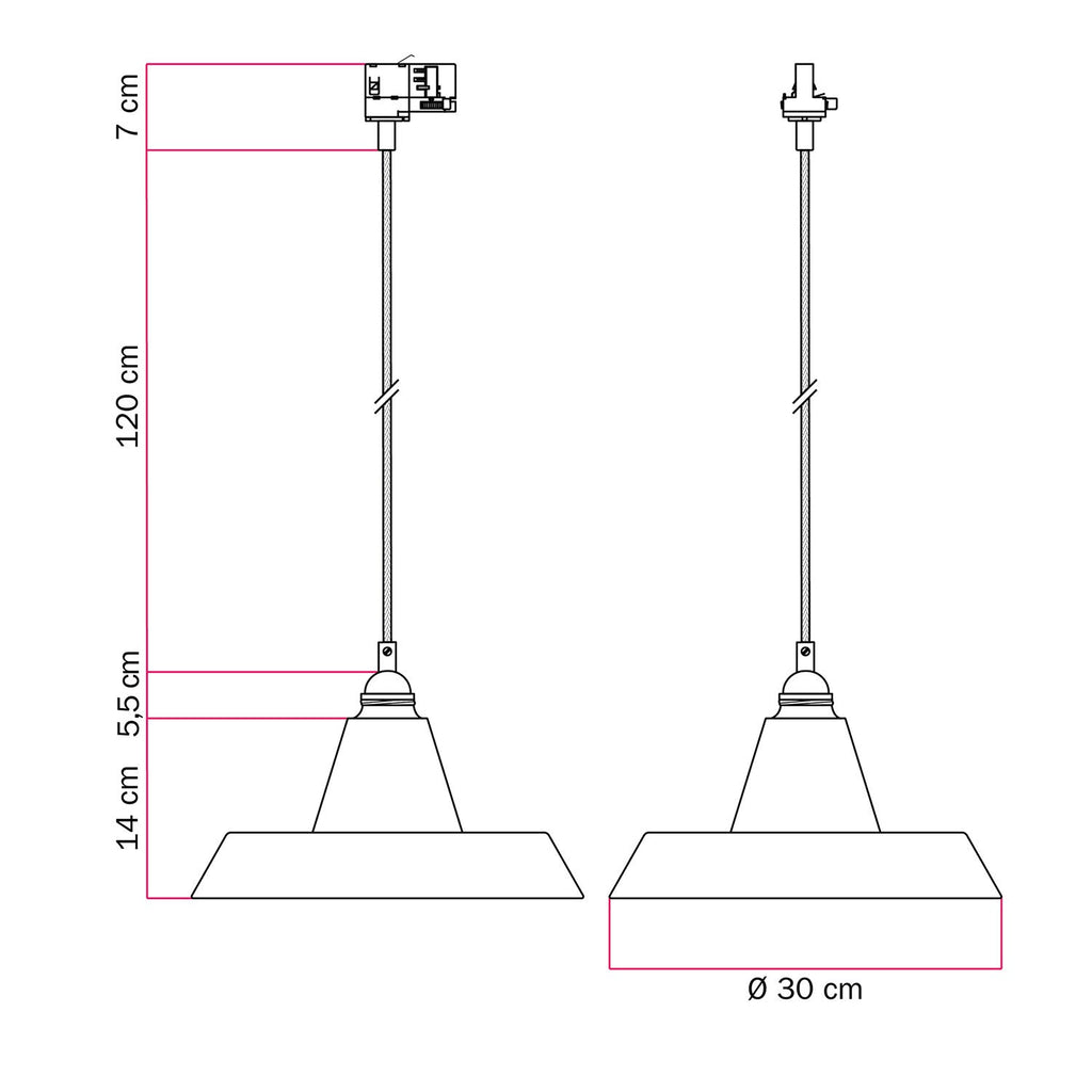Pendelleuchte mit Keramikschirm Industrie an Schiene – Schwarz – Ansicht 6