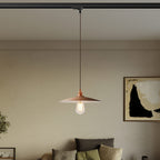 Pendelleuchte mit flachem Keramik-Lampenschirm für Schienensysteme – Corten-Effekt – Ansicht 2