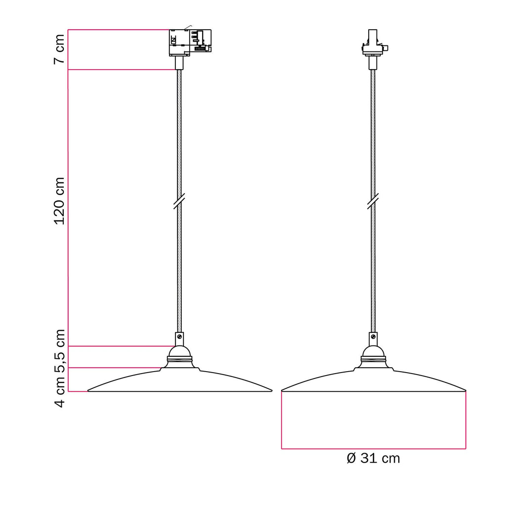 Pendelleuchte mit Keramikschirm Piatto für Schienensysteme – Schwarz – Ansicht 6