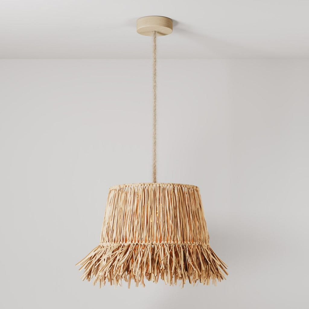 Pendelleuchte mit Schirm aus Raphia Honolulu