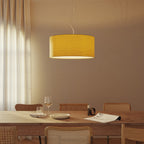 Pendelleuchte mit großem Zylinderschirm aus Stoff – Made in Italy – Arenal Gold – Ansicht 8