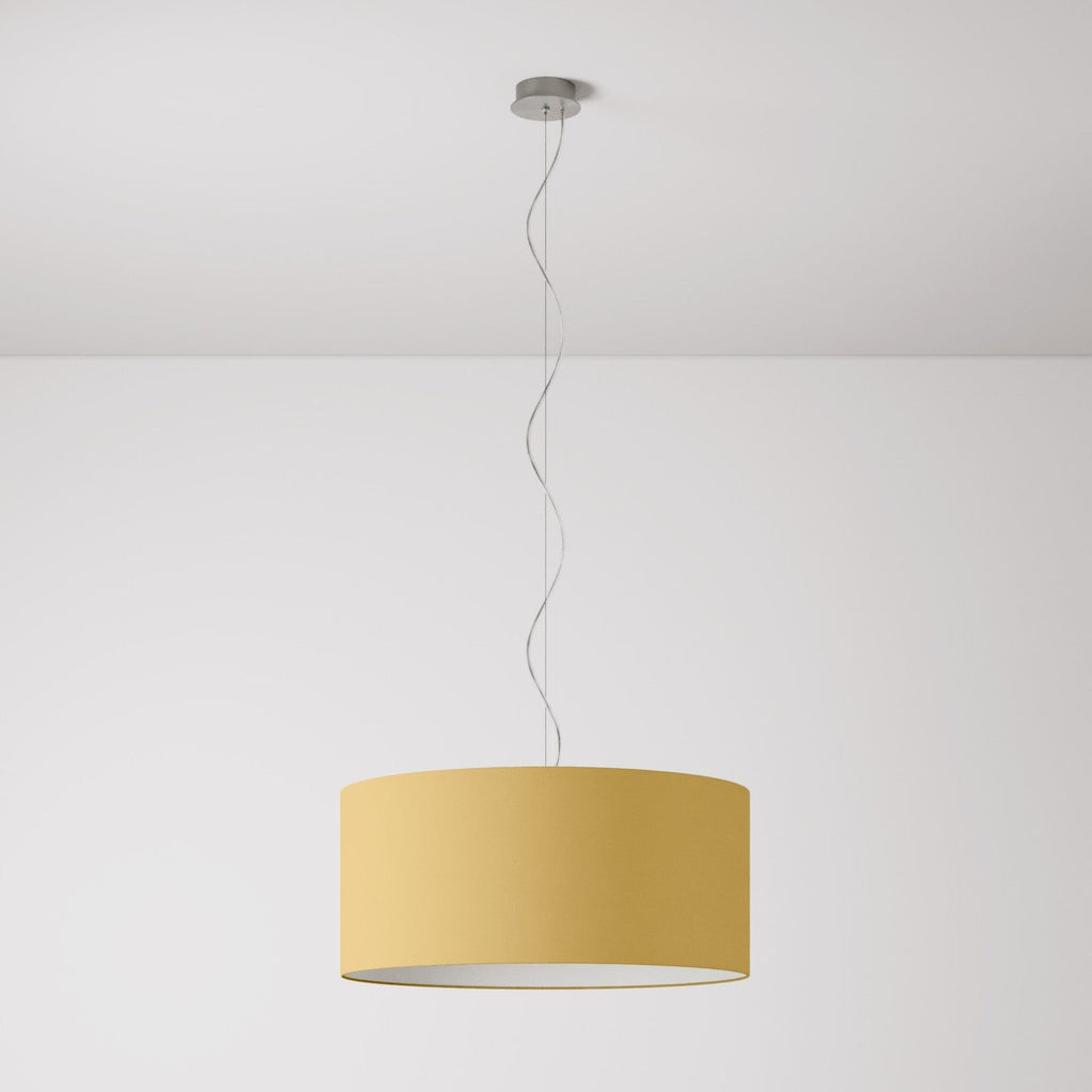 Pendelleuchte mit großem Zylinderschirm aus Stoff – Made in Italy – Arenal Gold