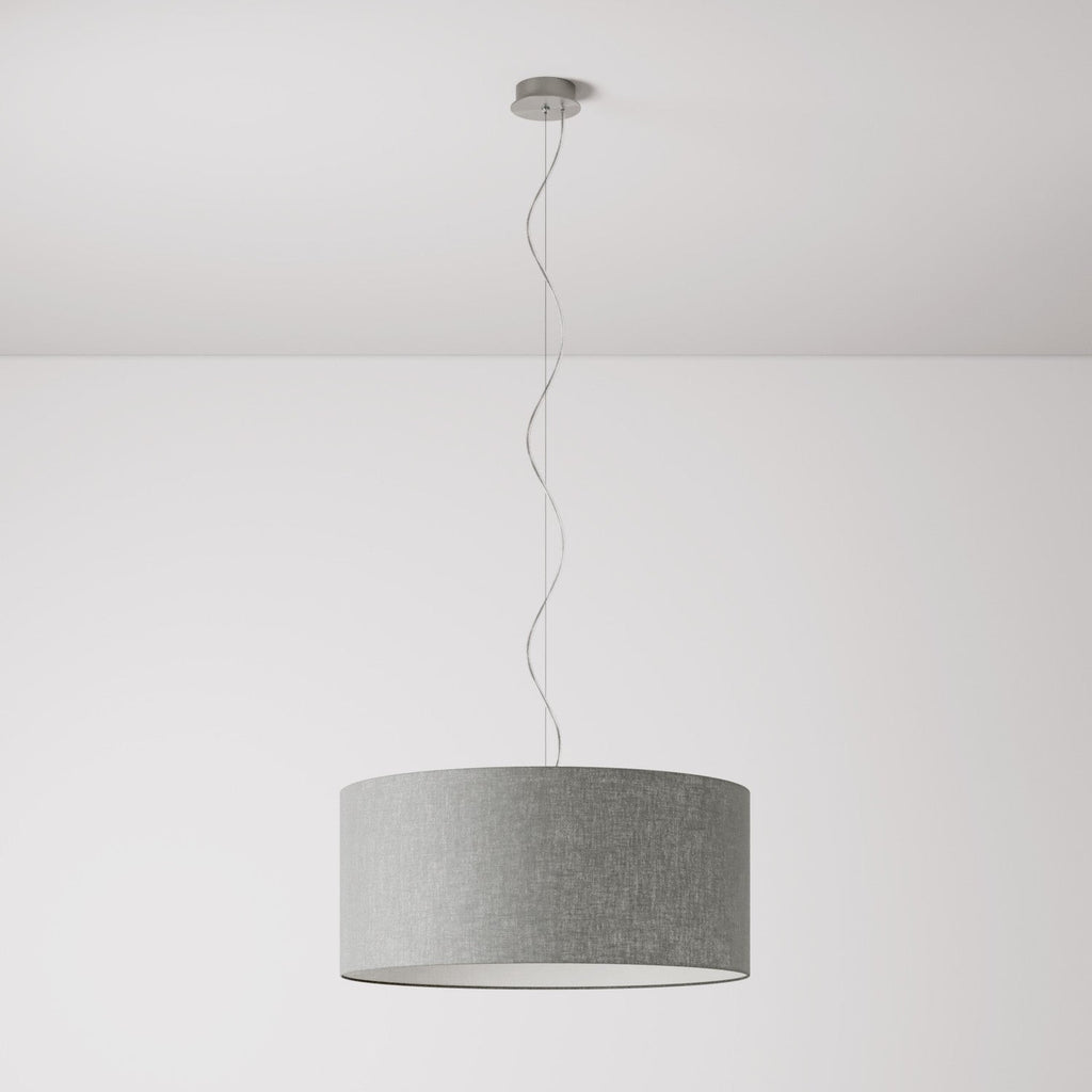 Hängeleuchte mit Stoffkabel, Zylinderschirm Large – Made in Italy – Camelot Grau