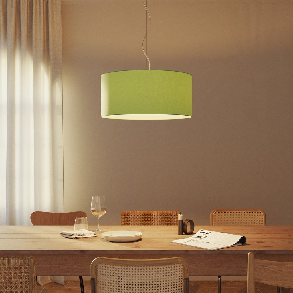 Pendelleuchte mit Stofflampenschirm Cilindro Large – Made in Italy – Cinette Pistaziengrün – Ansicht 2