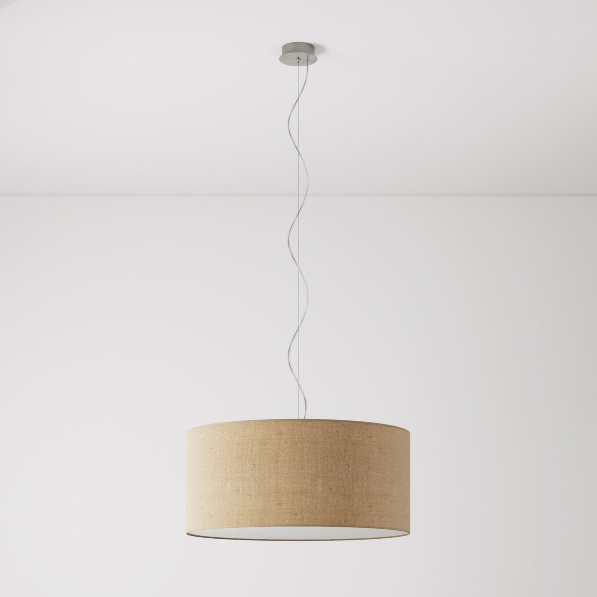 Pendelleuchte mit Stoffschirm Cilindro Large - Made in Italy - Natürlicher Jute