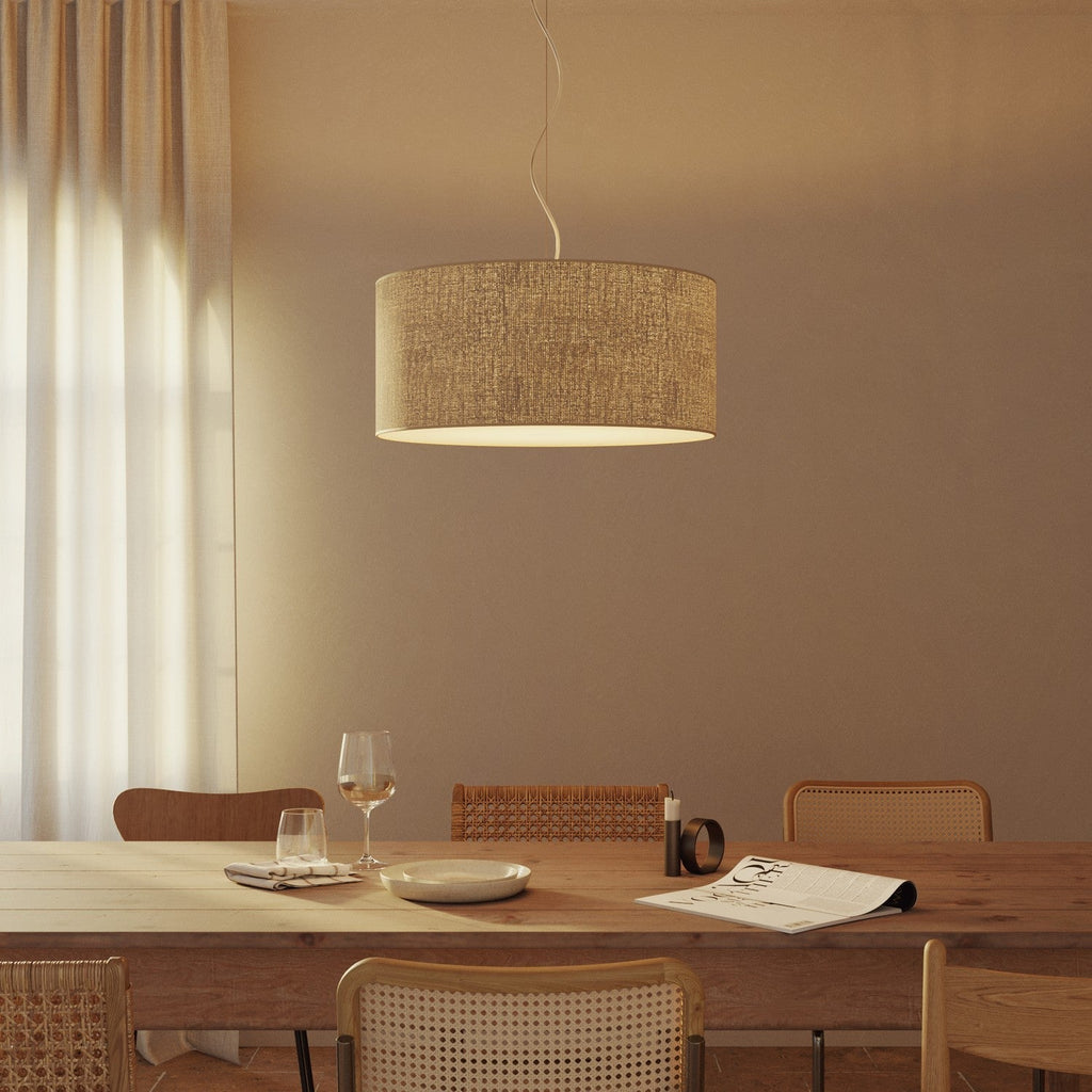 Pendelleuchte mit Stoffschirm Cilindro Large - Made in Italy - Natürlicher Jute – Ansicht 8