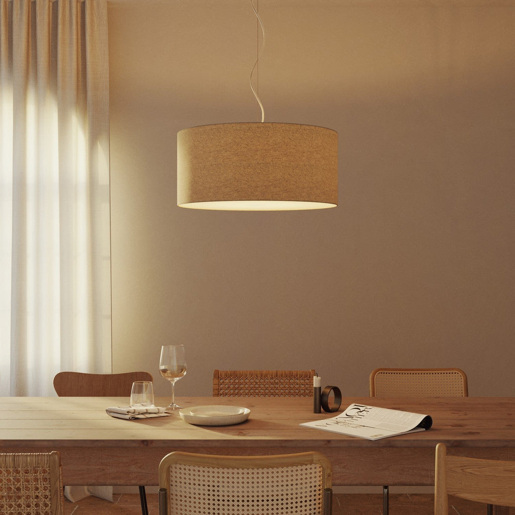 Pendelleuchte mit Stoffschirm Zylinder Large – Made in Italy – Wollbeige – Ansicht 8