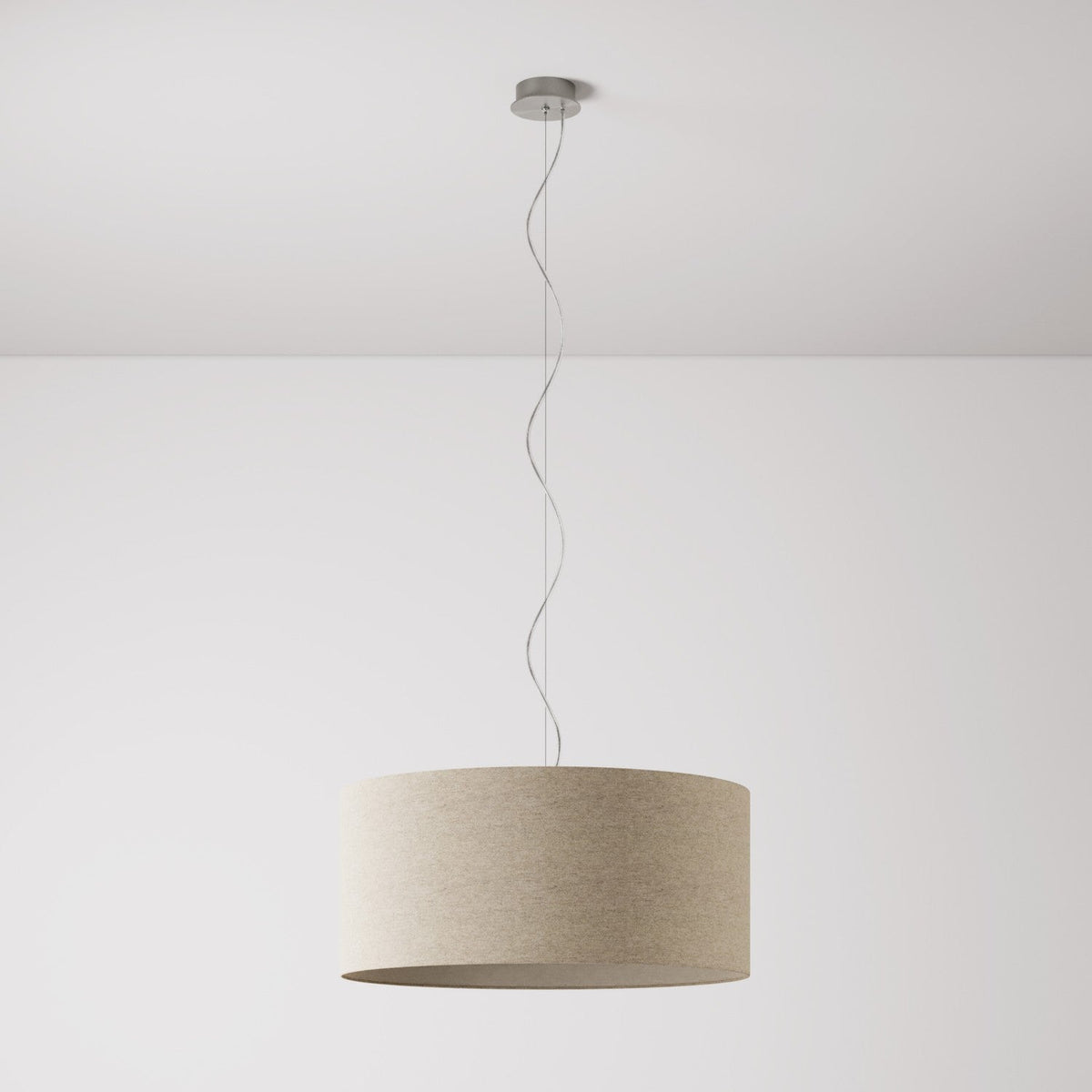 Pendelleuchte mit Stoffschirm Zylinder Large – Made in Italy – Wollbeige