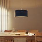 Pendelleuchte mit Stoffschirm Cilindro Large - Made in Italy - Wollstoff Blau – Ansicht 2