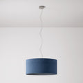 Pendelleuchte mit Stoffschirm Cilindro Large - Made in Italy - Wollstoff Blau