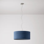Pendelleuchte mit Stoffschirm Cilindro Large - Made in Italy - Wollstoff Blau