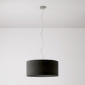 Pendelleuchte mit Stoffschirm Cilindro Large – Made in Italy – Dunkelgraue Wolle