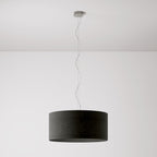 Pendelleuchte mit Stoffschirm Cilindro Large – Made in Italy – Dunkelgraue Wolle