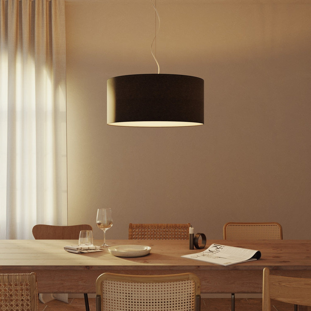 Pendelleuchte mit Stoffschirm Cilindro Large – Made in Italy – Dunkelgraue Wolle – Ansicht 8