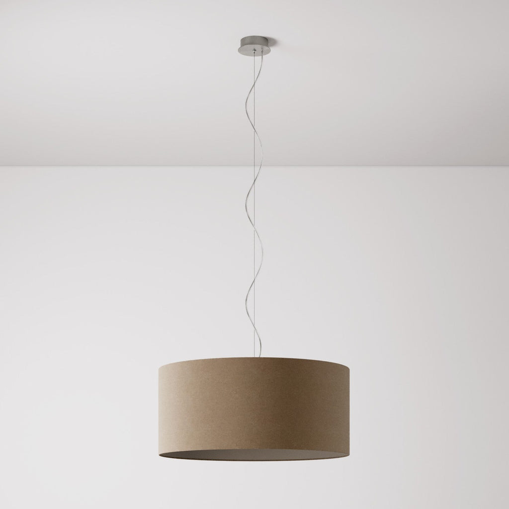 Pendelleuchte mit Stoffschirm Zylinder Large - Made in Italy - Wolle Braun