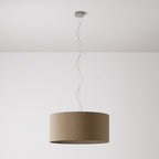 Pendelleuchte mit Stoffschirm Zylinder Large - Made in Italy - Wolle Braun