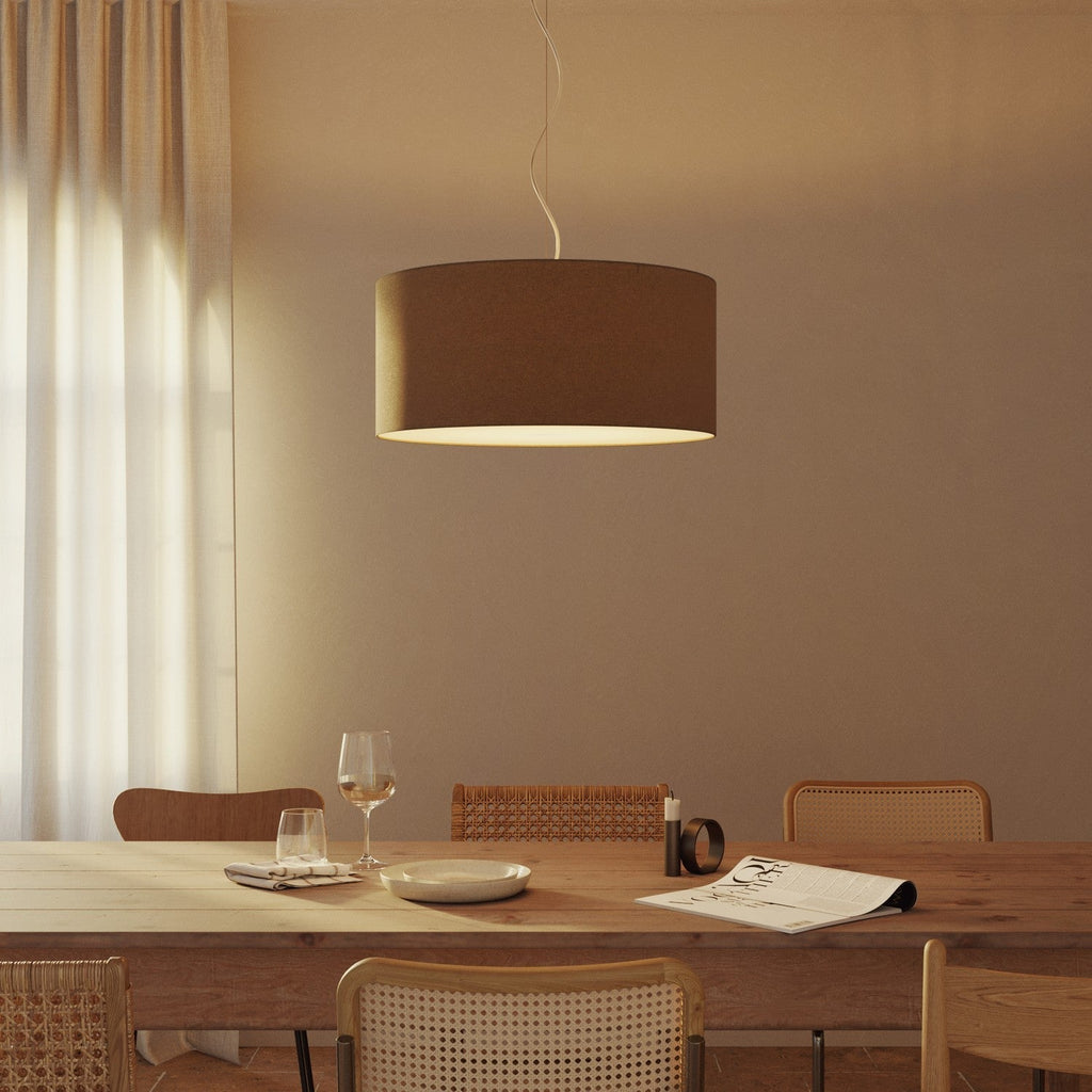 Pendelleuchte mit Stoffschirm Zylinder Large - Made in Italy - Wolle Braun – Ansicht 8