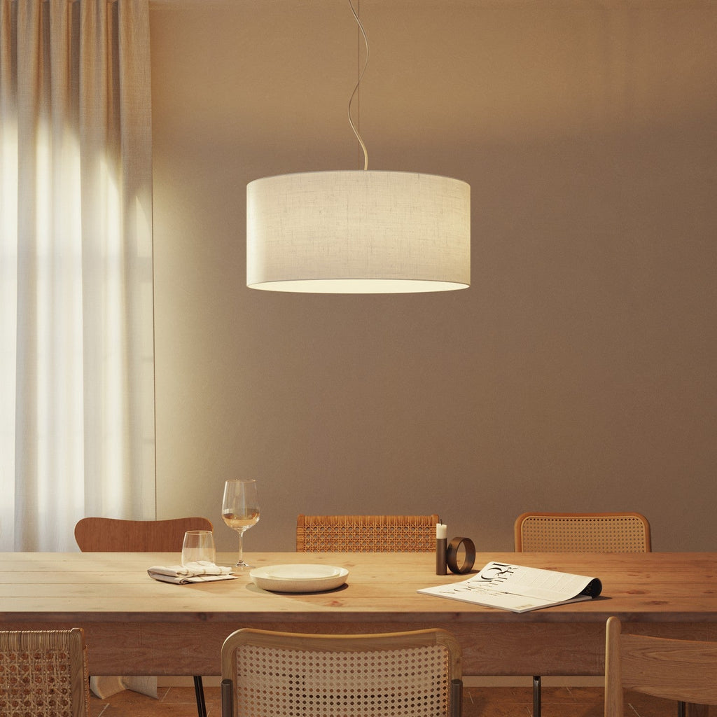 Pendelleuchte mit Stoffschirm Cilindro Large - Made in Italy - Rohleinen – Ansicht 2
