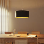 Pendelleuchte mit großem Stoffschirm Cilindro Large – Made in Italy – Schwarz/Gold – Ansicht 2