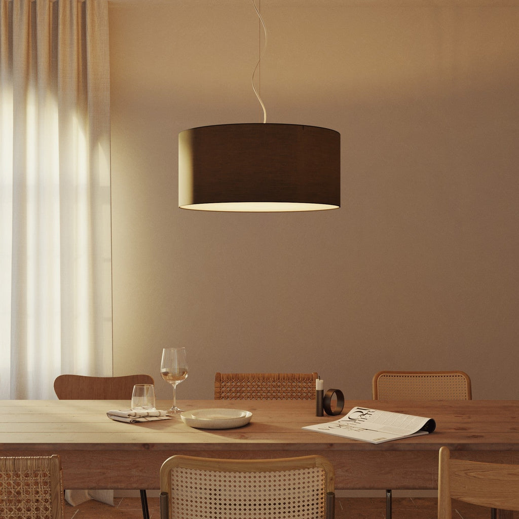 Pendelleuchte mit Zylinderstoffschirm Large – Made in Italy – Stoff Anthrazit – Ansicht 8