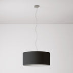 Pendelleuchte mit Zylinderstoffschirm Large – Made in Italy – Stoff Anthrazit