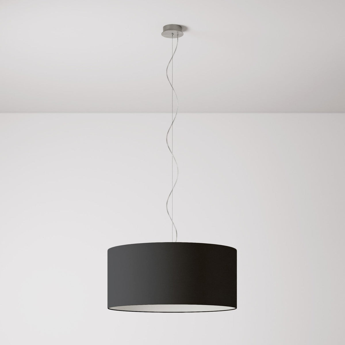 Pendelleuchte mit Zylinderstoffschirm Large – Made in Italy – Stoff Anthrazit