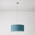 Pendelleuchte mit Cylindro-Lampenschirm in Stoff Large – Made in Italy – Teletta Hellblau Severo