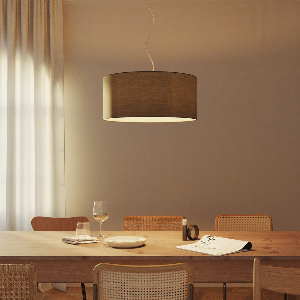 Pendelleuchte mit Stoffschirm Zylindro Large – Made in Italy – Dunkelgraues Gewebe – Ansicht 2
