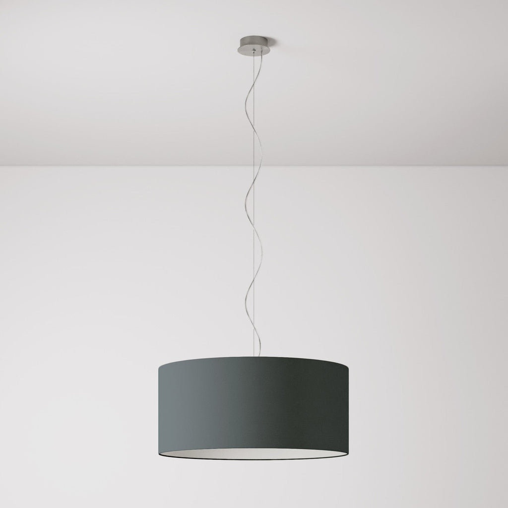 Pendelleuchte mit Stoffschirm Zylindro Large – Made in Italy – Dunkelgraues Gewebe