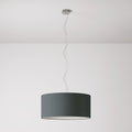 Pendelleuchte mit Stoffschirm Zylindro Large – Made in Italy – Dunkelgraues Gewebe