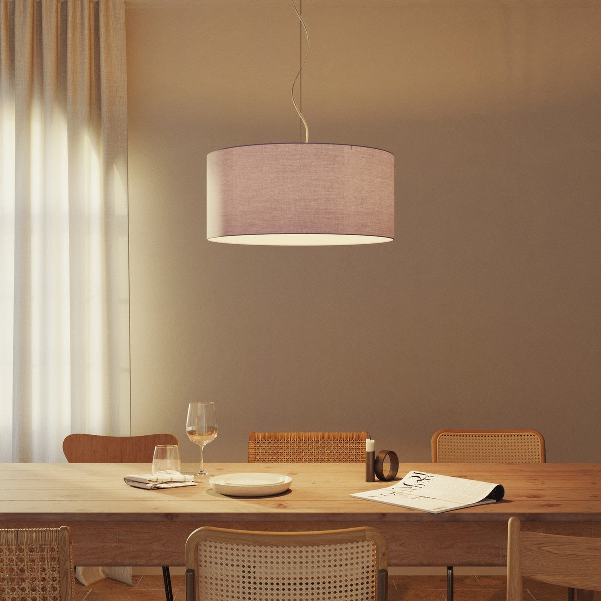 Pendelleuchte mit zylindrischem Lampenschirm Cilindro Large – Made in Italy – Teletta Flieder – Ansicht 2