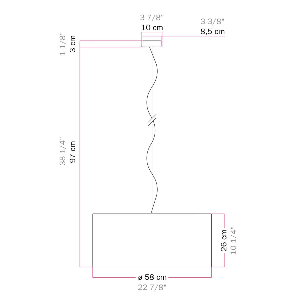 Pendelleuchte mit zylindrischem Lampenschirm Cilindro Large – Made in Italy – Teletta Flieder – Ansicht 6