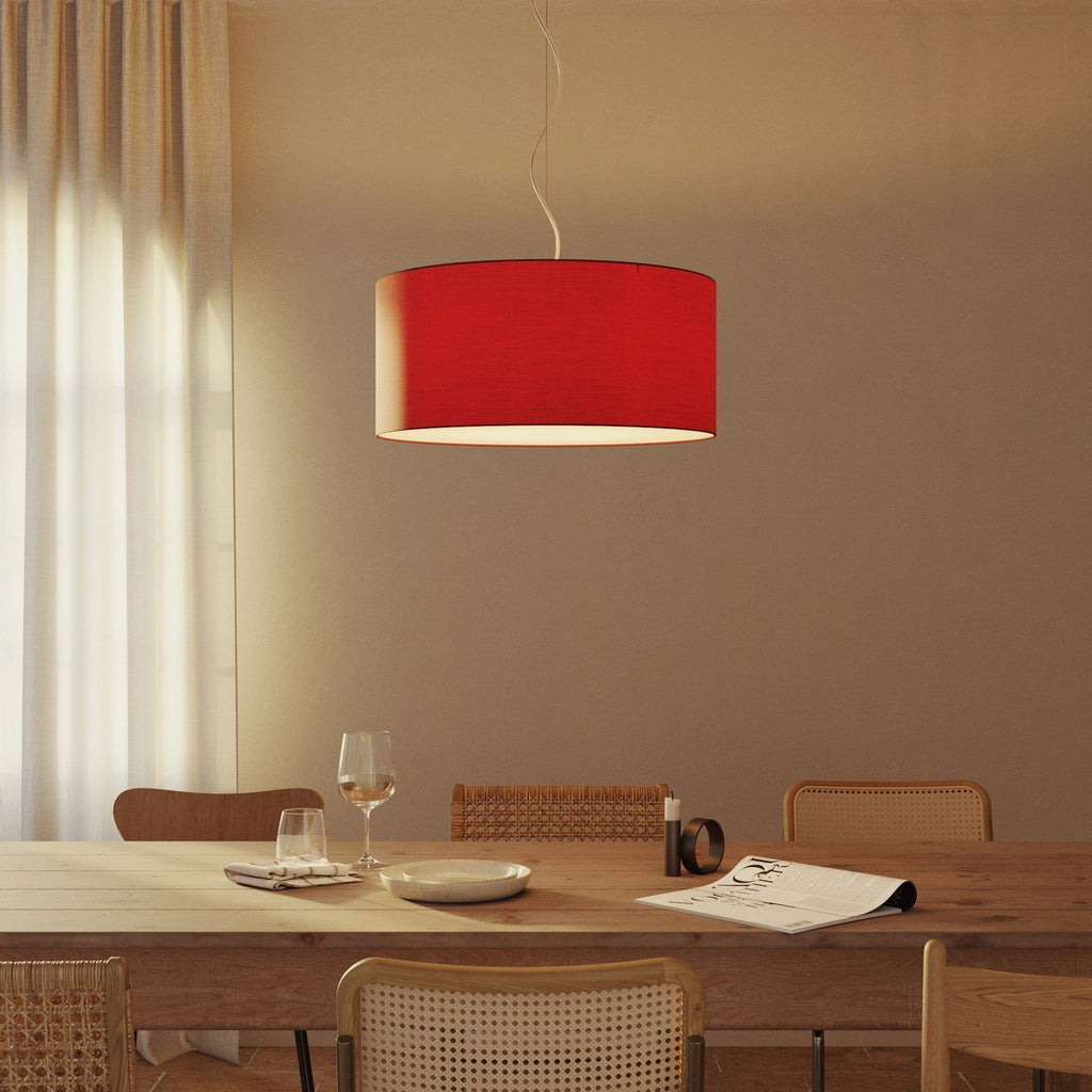 Pendelleuchte mit zylindrischem Textilschirm Large – Made in Italy – Teletta Rot – Ansicht 8