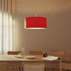 Pendelleuchte mit zylindrischem Textilschirm Large – Made in Italy – Teletta Rot – Ansicht 8