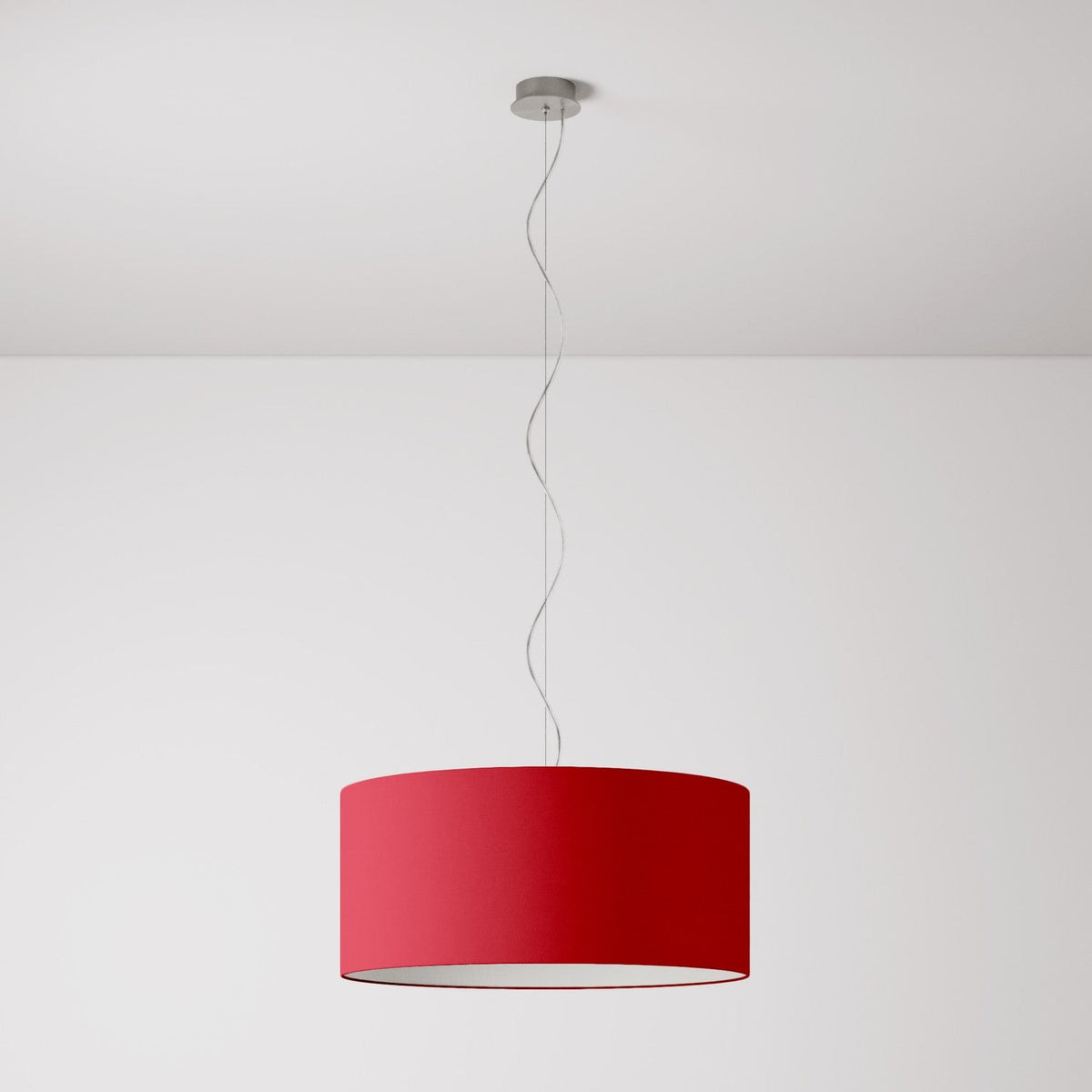 Pendelleuchte mit zylindrischem Textilschirm Large – Made in Italy – Teletta Rot
