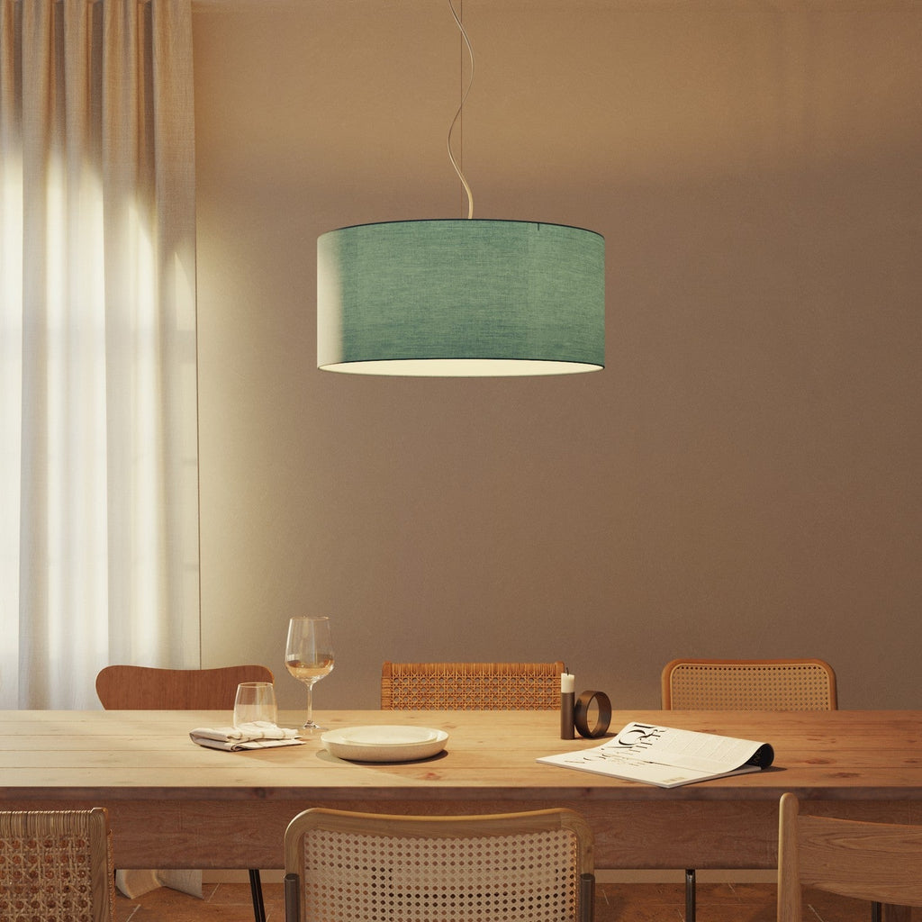 Pendelleuchte mit Stoffschirm Zylinder Large – Made in Italy – Teletta Verde Dubbio – Ansicht 2