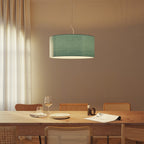 Pendelleuchte mit Stoffschirm Zylinder Large – Made in Italy – Teletta Verde Dubbio – Ansicht 2