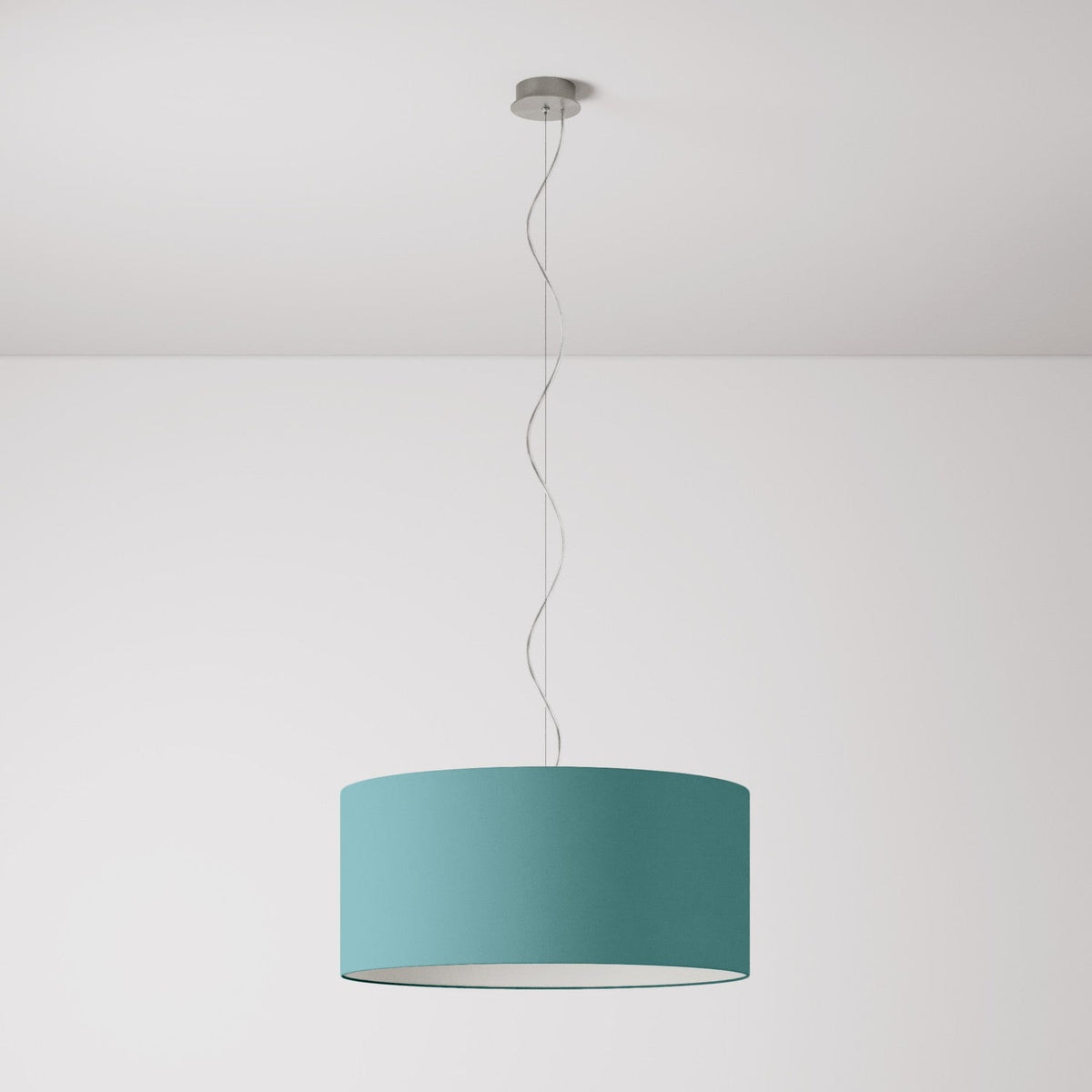Pendelleuchte mit Stoffschirm Zylinder Large – Made in Italy – Teletta Verde Dubbio