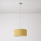 Pendelleuchte mit Stoffschirm Zylinder Medium Arenal Gold – Made in Italy