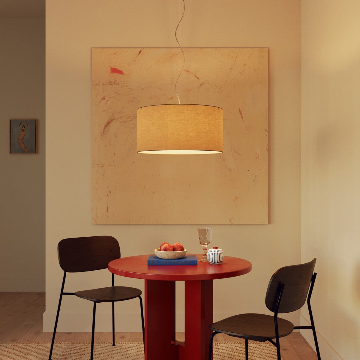 Pendelleuchte mit zylindrischem Stoffschirm Medium Arenal Taupe - Made in Italy – Ansicht 8