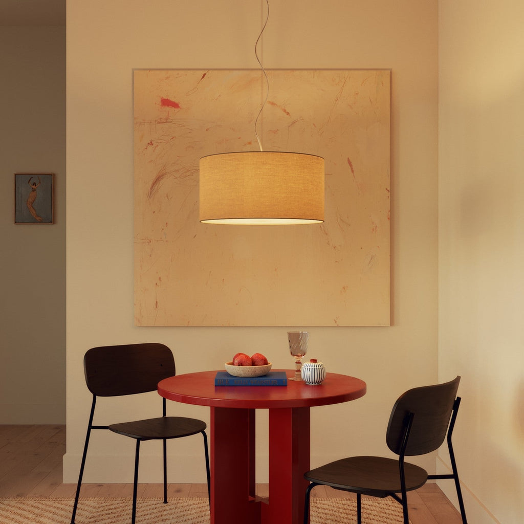 Pendelleuchte mit zylindrischem Stoffschirm Medium Arenal Taupe - Made in Italy – Ansicht 2