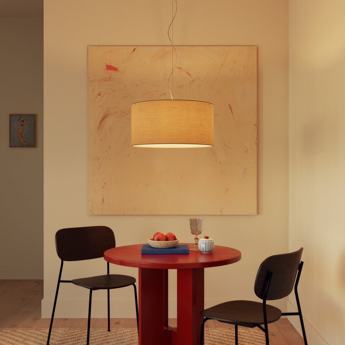 Pendelleuchte mit zylindrischem Stoffschirm Medium Arenal Taupe - Made in Italy – Ansicht 2