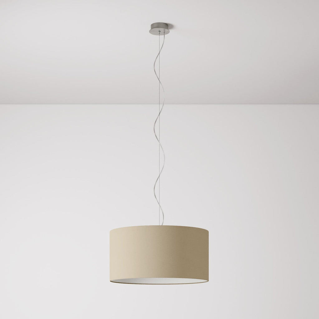 Pendelleuchte mit zylindrischem Stoffschirm Medium Arenal Taupe - Made in Italy