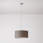 Pendelleuchte mit Mittlerem Zylinder-Stoffschirm Camelot Braun – Made in Italy