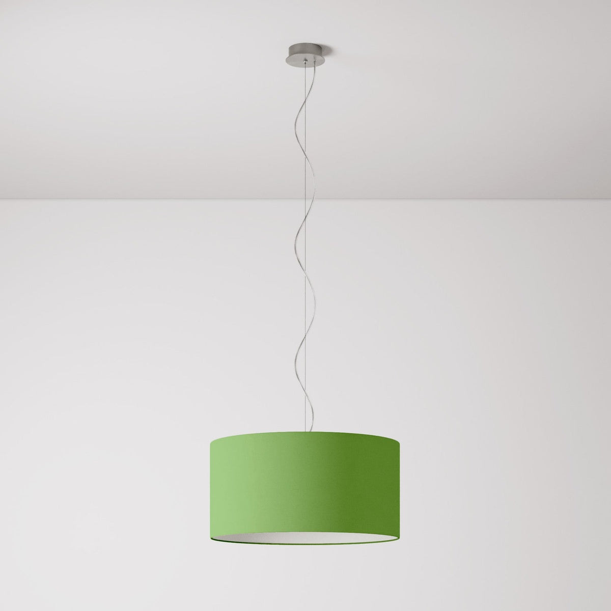 Pendelleuchte mit Stoffschirm Cilindro Medium Cinette pistaziengrün – Made in Italy