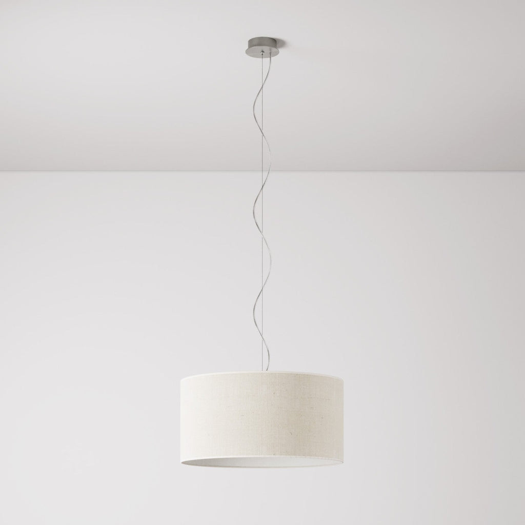 Pendelleuchte mit Stoffkabel und zylindrischem Medium-Jute-Lampenschirm – Made in Italy