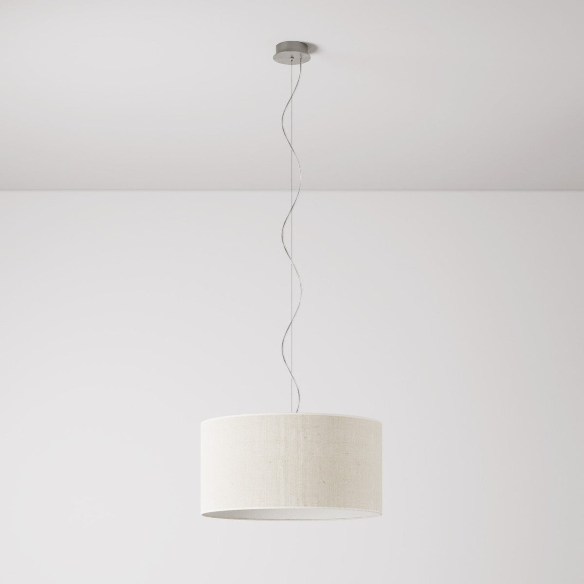 Pendelleuchte mit Stoffkabel und zylindrischem Medium-Jute-Lampenschirm – Made in Italy